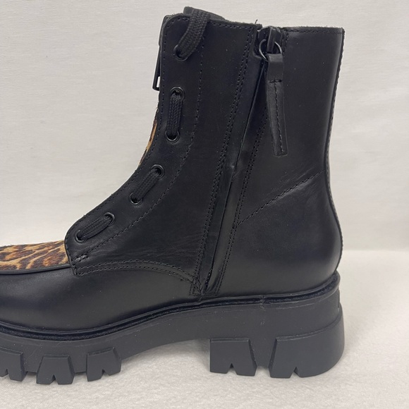 ASH Lynch Lynne Leather & Calf Hair Combat Bike Booties Size US 6.5-7 EU 37 NWT - Picture 7 of 13
